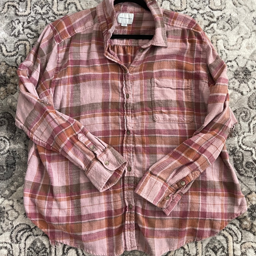 Pink Distressed Flannel